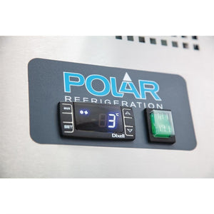 Polar U-serie 3-deurs koelwerkbank met achteropstand 417L