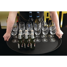 Afbeelding in Gallery-weergave laden, Cambro Camtread ovaal antislip glasvezel dienblad zwart 68,5x56cm