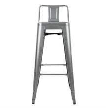 Afbeelding in Gallery-weergave laden, Bolero Bistro stalen barkruk met rugleuning grijs (4 stuks)
