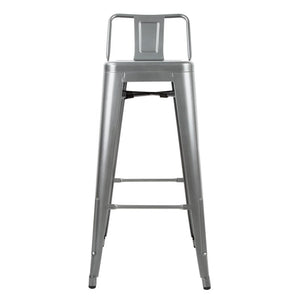 Bolero Bistro stalen barkruk met rugleuning grijs (4 stuks)