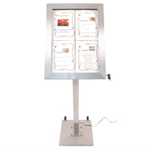Afbeelding in Gallery-weergave laden, Securit RVS Gekleurd LED 4XA4 display met paal en voet