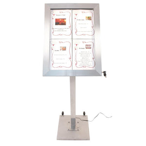 Securit RVS Gekleurd LED 4XA4 display met paal en voet