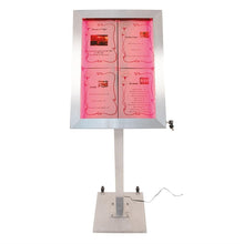 Afbeelding in Gallery-weergave laden, Securit RVS Gekleurd LED 4XA4 display met paal en voet