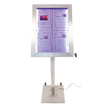 Afbeelding in Gallery-weergave laden, Securit RVS Gekleurd LED 4XA4 display met paal en voet