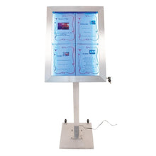 Afbeelding in Gallery-weergave laden, Securit RVS Gekleurd LED 4XA4 display met paal en voet