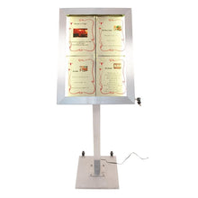 Afbeelding in Gallery-weergave laden, Securit RVS Gekleurd LED 4XA4 display met paal en voet
