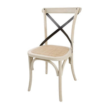 Afbeelding in Gallery-weergave laden, Bolero houten stoel met gekruiste rugleuning ecru (2 stuks)