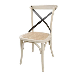 Bolero houten stoel met gekruiste rugleuning ecru (2 stuks)