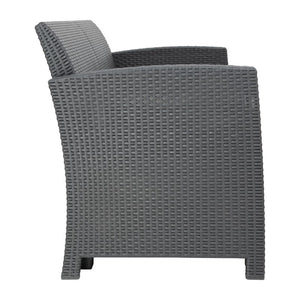 Bolero PP fauteuil en tafel rieten set grijs