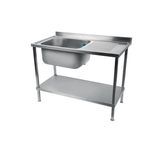 Holmes volledig gemonteerde enkele RVS spoeltafel afdruiprek rechts 120cm