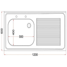 Afbeelding in Gallery-weergave laden, Holmes volledig gemonteerde enkele RVS spoeltafel afdruiprek rechts 120cm