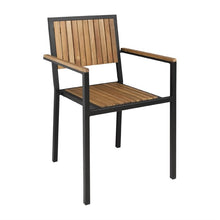 Afbeelding in Gallery-weergave laden, Bolero stalen en acaciahouten stoelen met armleuningen (4 stuks)