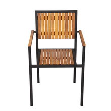 Afbeelding in Gallery-weergave laden, Bolero stalen en acaciahouten stoelen met armleuningen (4 stuks)
