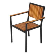Afbeelding in Gallery-weergave laden, Bolero stalen en acaciahouten stoelen met armleuningen (4 stuks)