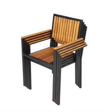 Afbeelding in Gallery-weergave laden, Bolero stalen en acaciahouten stoelen met armleuningen (4 stuks)