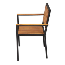 Afbeelding in Gallery-weergave laden, Bolero stalen en acaciahouten stoelen met armleuningen (4 stuks)
