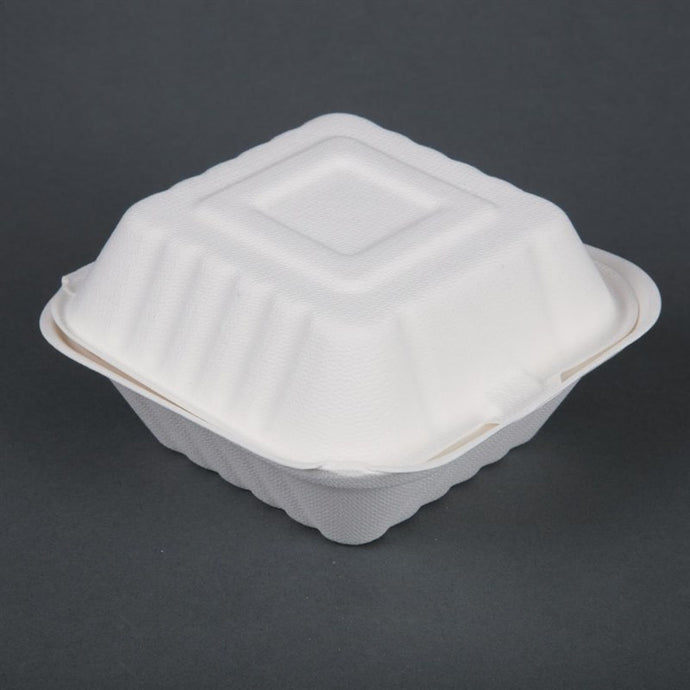 Fiesta Compostable bagasse hamburgerbakjes 152mm (500 stuks)