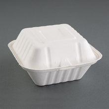 Afbeelding in Gallery-weergave laden, Fiesta Compostable bagasse hamburgerbakjes 152mm (500 stuks)