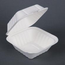 Afbeelding in Gallery-weergave laden, Fiesta Compostable bagasse hamburgerbakjes 152mm (500 stuks)