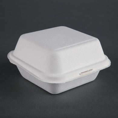 Fiesta Compostable bagasse hamburgerbakjes 153mm (500 stuks)