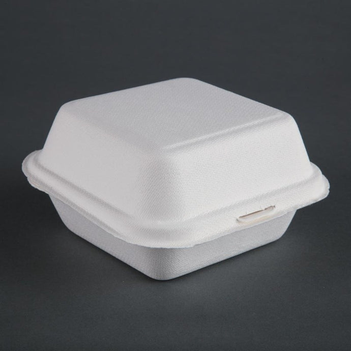 Fiesta Compostable bagasse hamburgerbakjes 153mm (500 stuks)