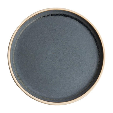 Olympia Canvas platte ronde borden blauw graniet 25cm (6 stuks)