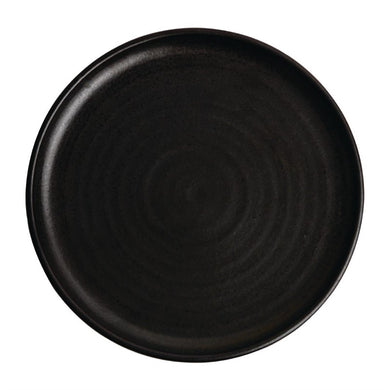 Olympia Canvas ronde borden met smalle rand zwart 26,5cm (6 stuks)