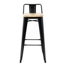 Afbeelding in Gallery-weergave laden, Bolero Bistro hoge barstoel met houten zitting zwart (4 stuks)