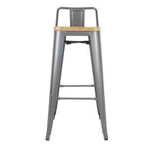 Bolero Bistro hoge barstoel met houten zitting grijs (4 stuks)