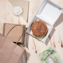 Afbeelding in Gallery-weergave laden, Fiesta Compostable composteerbare hamburgerdoosjes kraft klein (200 stuks)