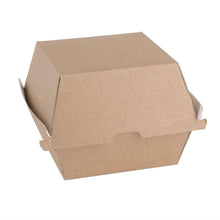 Afbeelding in Gallery-weergave laden, Fiesta Compostable composteerbare hamburgerdoosjes kraft groot 112mm vierkant (150 stuks)