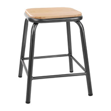 Afbeelding in Gallery-weergave laden, Bolero Cantina lage kruk met houten zitting metallic grijs (4 stuks)