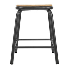 Afbeelding in Gallery-weergave laden, Bolero Cantina lage kruk met houten zitting metallic grijs (4 stuks)