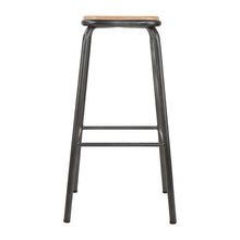 Afbeelding in Gallery-weergave laden, Bolero Cantina hoge barkrukken met houten zitting metallic grijs (4 stuks)