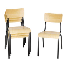 Afbeelding in Gallery-weergave laden, Bolero Cantina stoelen met houten zitting en rugleuning metallic grijs (4 stuks)