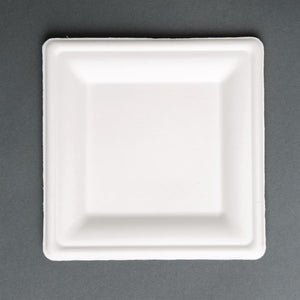 Fiesta Compostable composteerbare bagasse borden vierkant 159mm (50 stuks)