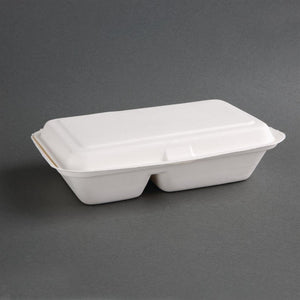 Fiesta Compostable composteerbare bagasse voedseldozen 2 compartimenten (200 stuks)