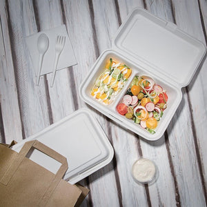 Fiesta Compostable composteerbare bagasse voedseldozen 2 compartimenten (200 stuks)