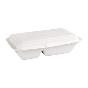 Fiesta Compostable composteerbare bagasse voedseldozen 2 compartimenten (200 stuks)