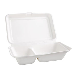 Fiesta Compostable composteerbare bagasse voedseldozen 2 compartimenten (200 stuks)