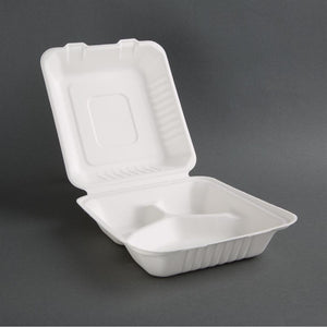 Fiesta Compostable composteerbare bagasse voedseldozen 3 compartimenten (200 stuks)