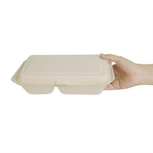 Afbeelding in Gallery-weergave laden, Fiesta Compostable composteerbare bagasse voedseldozen 2 compartimenten natuurlijke kleur 253mm (200