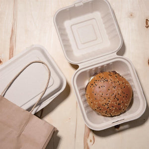 Fiesta Compostable composteerbare bagasse hamburgerdoosjes 152mm (500 stuks)