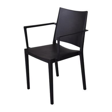 Florence stapelbare polypropyleen stoelen met armleuning zwart (4 stuks)