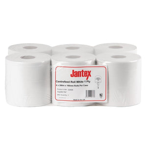 Jantex centrefeed handdoekrollen wit (6 stuks)