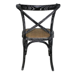 Bolero houten stoel met gekruiste rugleuning black wash (2 stuks)