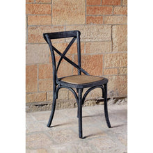Afbeelding in Gallery-weergave laden, Bolero houten stoel met gekruiste rugleuning black wash (2 stuks)
