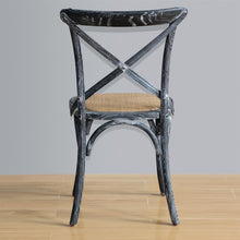 Afbeelding in Gallery-weergave laden, Bolero houten stoel met gekruiste rugleuning black wash (2 stuks)