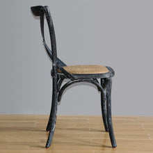 Afbeelding in Gallery-weergave laden, Bolero houten stoel met gekruiste rugleuning black wash (2 stuks)