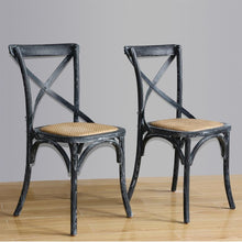 Afbeelding in Gallery-weergave laden, Bolero houten stoel met gekruiste rugleuning black wash (2 stuks)